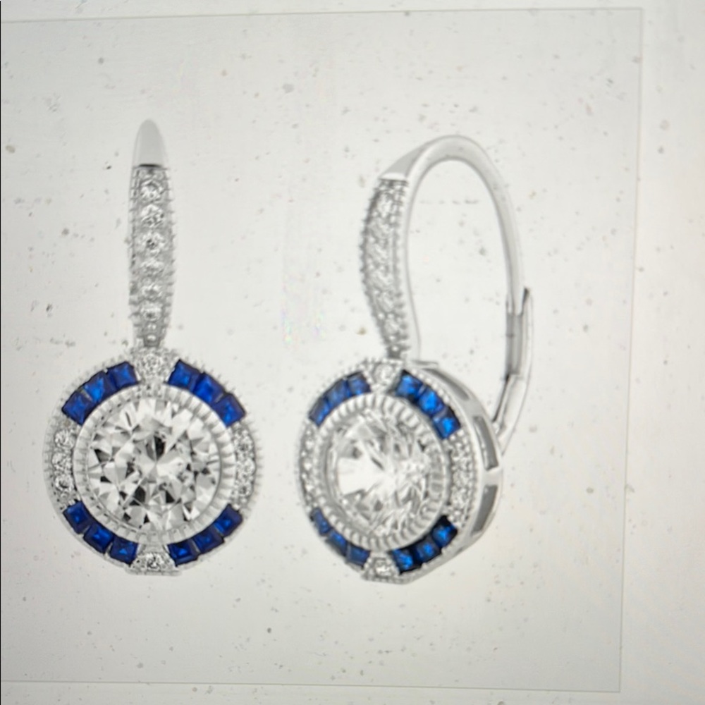 Contessa Di Capri Art Deco Lever Back Halo Earrings